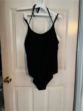 Women’s Black One-Piece Swimsuit - Classic Halter Strap